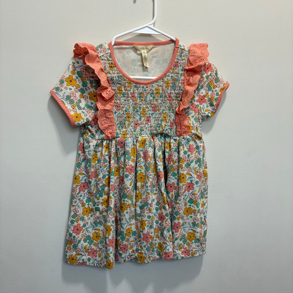 Matilda Jane Floral Dress Smocked Ruffle Short Sleeve Girls Size 14